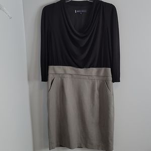 Anne Klein dress black gray with pockets 16